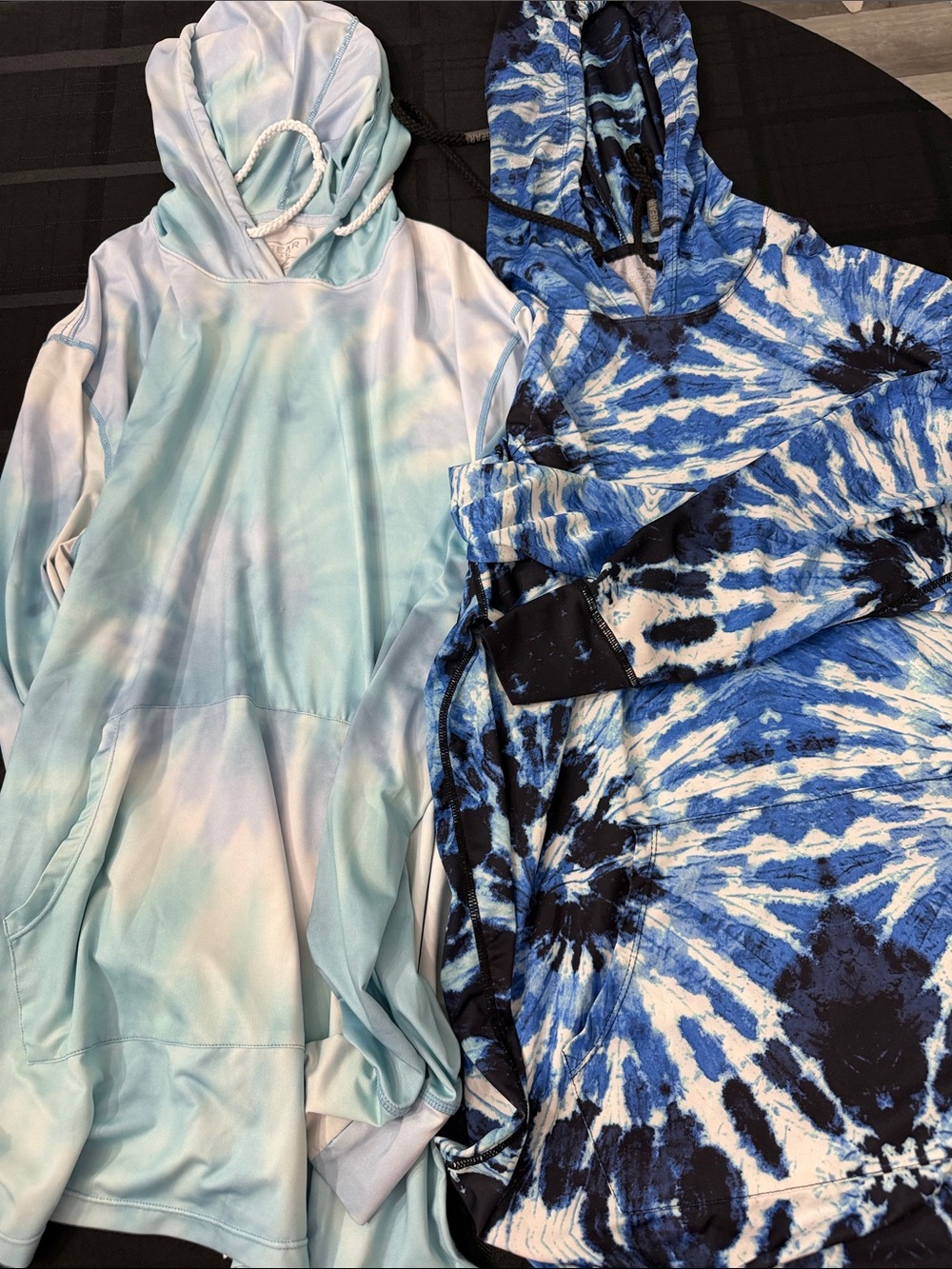 Ingear Mens Tie-Dye Hooded Pullover Sweatshirts - Blue & Light Aqua SPF 50